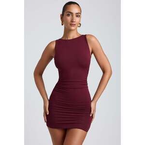 Oh Polly Modal High-Neck Open-Back Mini Dress in Plum Size SS
